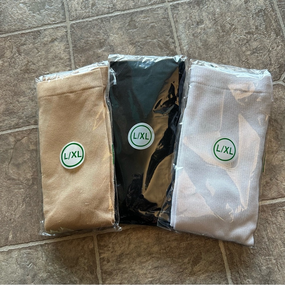 NEW 3 Pairs Unisex Compression Socks Beige White Black L/XL